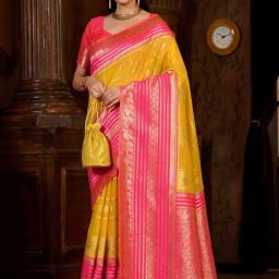 Mimosa Gold Woven Saree With Unstitched Blouse-image-54