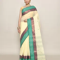PUKU Ethnic Motifs Patchwork Pure Cotton Taant Saree-picture-33