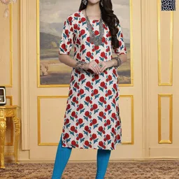 HERE&NOW Women Pack Of 2 Printed Round Neck Straight Kurtas-picture-21