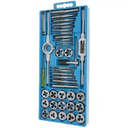A&S TOOLSHOP Tap and Die Set M3-M12 Thread Size Carbon Steel Silver (Set of 40)-76