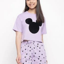 Lil Tomatoes Kids Purple Printed T-Shirt with Shorts-image-92