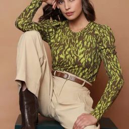 Vero Moda Green & Brown Printed Top-image-58