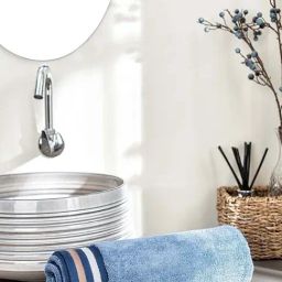 DDECOR Live beautiful Blue & Brown Cotton 500 GSM Bath Towel - Set of 1-image-22