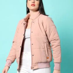 Campus Sutra Pink Regular Fit Bomber Jacket-35
