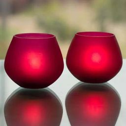 Homesake Red Glass Small Frost Pot Votive - Set of 2-24