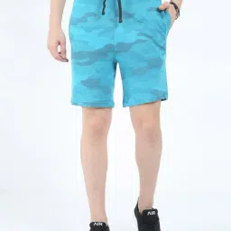 Masculino Latino Turquoise Regular Fit Camo Print Plus Size Shorts-picture-18