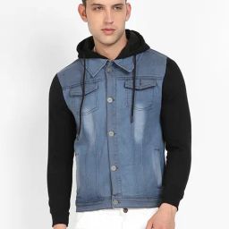 Campus Sutra Blue & Black Regular Fit Hooded Jacket-image-64