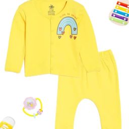 The Mom Store Multicolor Cotton Printed Baby Pajama Set - Pack of 2-image-37