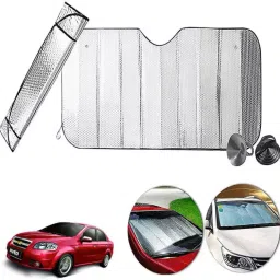 Auto Pearl F22 Dashboard Sun Shade Cover with Suction Cup for Chevrolet Aveo (Silver)-44