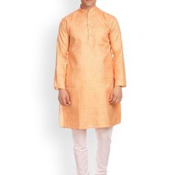 Wintage Men Orange & White Solid Kurta with Pyjamas-picture-24