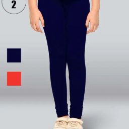 Lyra Kids Navy & Red Skinny Fit Leggings (Pack of 2)-picture-31