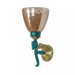 Fos Lighting Pegasus Seahorse Lustrous Crinkle Glass 1-Light Wall Sconce-Horse-GoldenCrincle207-WL1-image-63