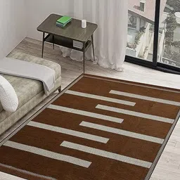 RADECOR Brown & White Geometric Printed Anti-Skid Carpet-24