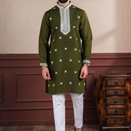 PulseIQ Men Green Viscose Rayon Kurta Sets-18