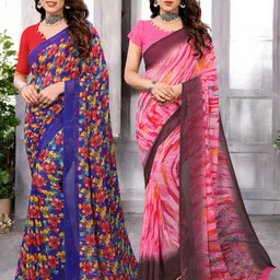 Moda Rapido Pack Of 2 Floral Printed Pure Georgette Saree-picture-16
