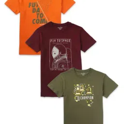 Palm Tree Kids Multicolor Printed T-Shirt (Pack Of 3)-image-54