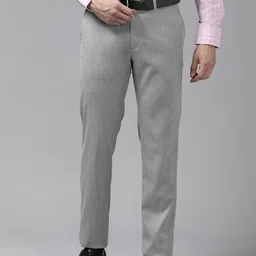 Blackberrys Men Grey Self-Checked Lean Fit Low-Rise Trousers-picture-23