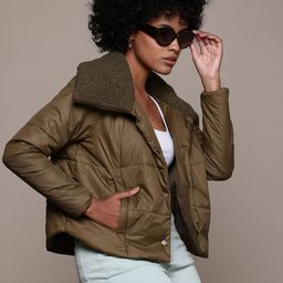 The Roadster Lifestyle Co. Fleece Collar Padded Jacket-15