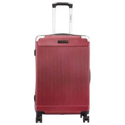 Swiss Brand Geneve Maroon Carry-On 4 Wheel Medium Hard Checked Trolley 66cm-27