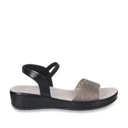 Metro Women's Black Ankle Strap Wedges-image-73