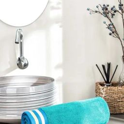 DDECOR Live beautiful Aqua & Blue Cotton 500 GSM Bath Towel - Set of 1-17