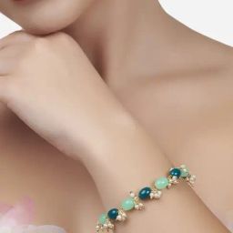 Zaveri Pearls Green Beads & Cluster Pearls Traditional Bracelet-ZPFK13675-image-18