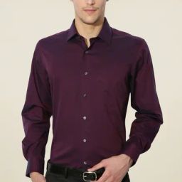Van Heusen Purple Regular Fit Solid Shirt-image-73