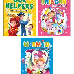 My First Our Helpers Unicorn and Mermaid Colouring Book Set of 3 - English-2