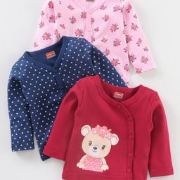 Babyhug 100% Cotton Vests Floral Print Pack of 3 - Multicolour-image-8