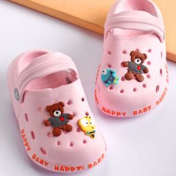 Cute Walk by Babyhug Slip On Clogs Bear Applique - Pink (Applique Design May Vary)-image-88