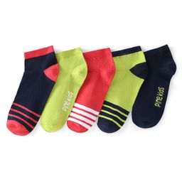 Pine Kids Ankle Socks Pack Of 5 Striped - Red Green & Black-image-84