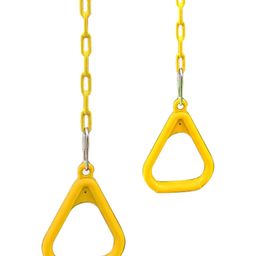 Hop N Play Triangular Gymnastic Pull Up Rings Set for Children with 1 Meter Plastic Coated Chains - Yellow-0
