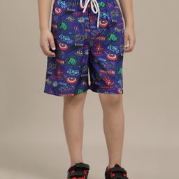 Kidsville Marvel Featuring Characters Printed Shorts - Blue-image-54