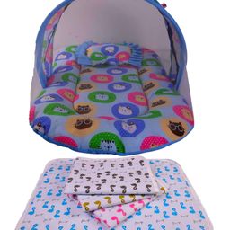 Babytoons New Born Baby Mosquito Net Bed/Toddler Mattress with Mosquito Bed & 4 Plastic Diaper Changing Sheets (0-12 Months) Blue-picture-16