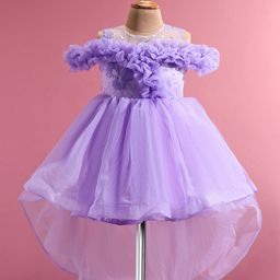 Mark & Mia  Sleeveless Ruffle &  Frills Party Frock with Floral Lace Detailing - Lavender-image-89