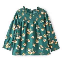 Babyhug Rayon Knit Full Sleeves Top with Floral Print - Green-image-74