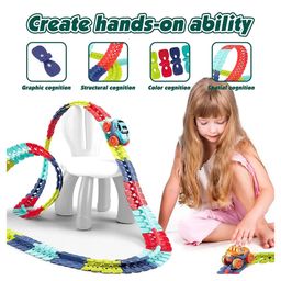 SVE 145 Pieces Race Track Toys for Kids Boys Flexible Changeable Magic Car Tracks Playset Birthday Gifts Vehicle Toys - Multicolor-3