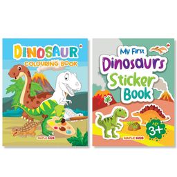 Activity Books for Kids Set of 2 Books Dinosaur Sticker Book, Coloring Book - English-95
