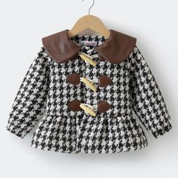 Kookie Kids Full Sleeves Collar Neck Front Open Winter Jacket with Checks Design - Brown-image-64
