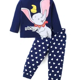 Babyhug Disney Single Jersey Knit Full Sleeves Night Suit with Dumbo Graphics - Navy-picture-1