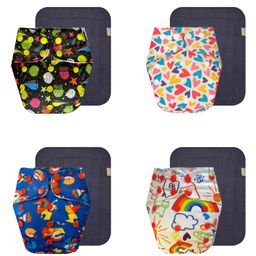 Dumbledo Premium Cloth Diaper with Leak-Proof, Absorbent 6-layer Black Insert - Dryfeel with Comfortable Fit for 3 Months to 3 Years, Pack of 4-24