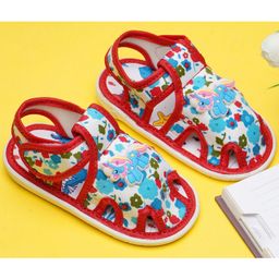 Boyz n Galz Floral Bow Applique Detailed Musical Sandals - Red-image-92
