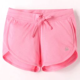 UCB Cotton Knit Knee Length Shorts with Glitter Logo Detailing - Pink-image-85