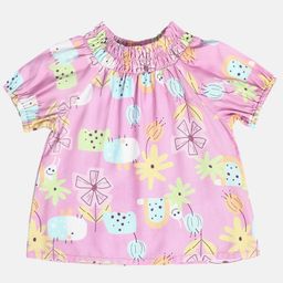 MINI KLUB Viscose Half Sleeves Floral Printed Top - Pink-picture-24