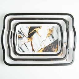 Superware Melamine Mattrix Serving Tray Set-Golden Veins Matte (Set Of 3)-14
