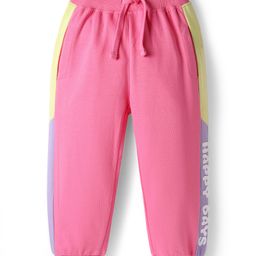 Babyhug Terry Cotton Knit Full Length Cut & Sew HD Text Printed Lounge Pant - Pink-picture-23