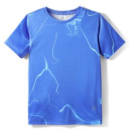 Pine Active Knit Half Sleeves T-Shirt with Abstract Print - Blue-image-73