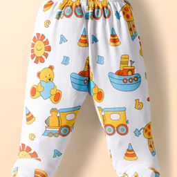 Doodle Poodle Interlock Knit Bootie Leggings With Teddy Bear Print - White-picture-15