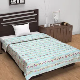 Divine Casa Turquoise Blue Printed Pure Cotton AC Room 120 GSM Reversible Single Bed Dohar-image-72