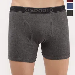 Sporto by Macho Men Pack Of 4 Outer Elastic Cotton Short Trunks-picture-16
